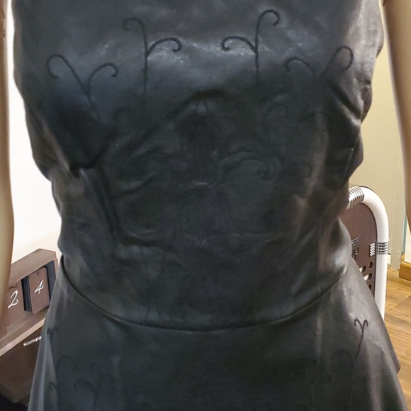 Worthington Black Faux Leather Peplum Blouse M - Picture 2 of 15